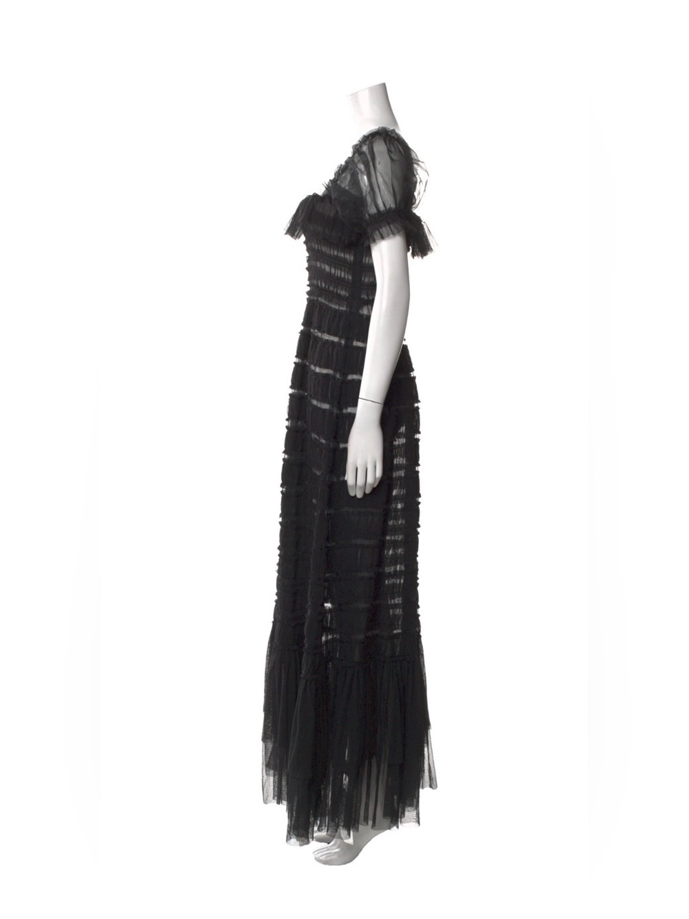 Doen Celestia Tulle Silk Heirloom Black Sheer Tiered Maxi Dress. EUC XS. - Picture 4 of 11